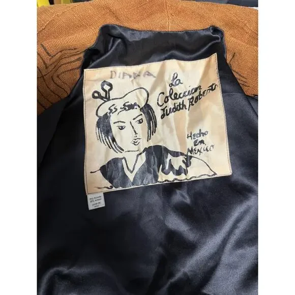 La Coleccion Judith Roberts Jacket Womens Medium Red Black Patchwork Beaded Boho - Picture 9 of 15